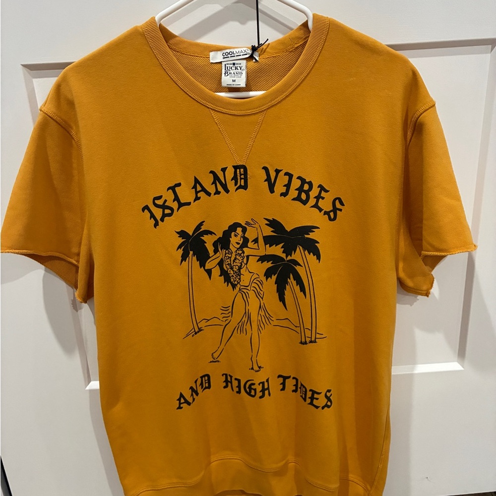 Lucky Brand Mustard Short Sleeve 'Island Vibes' Graphic Tee